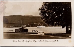 Vancouver BC Lions Gate Bridge Steamer Unused JC Walker RPPC Postcard H60 *as is