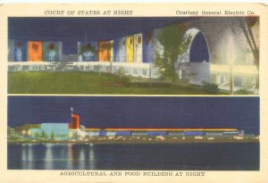 1933 Chicago World's Fair Ag & Food Bldgs Night View Stoll Co Postcard WF30