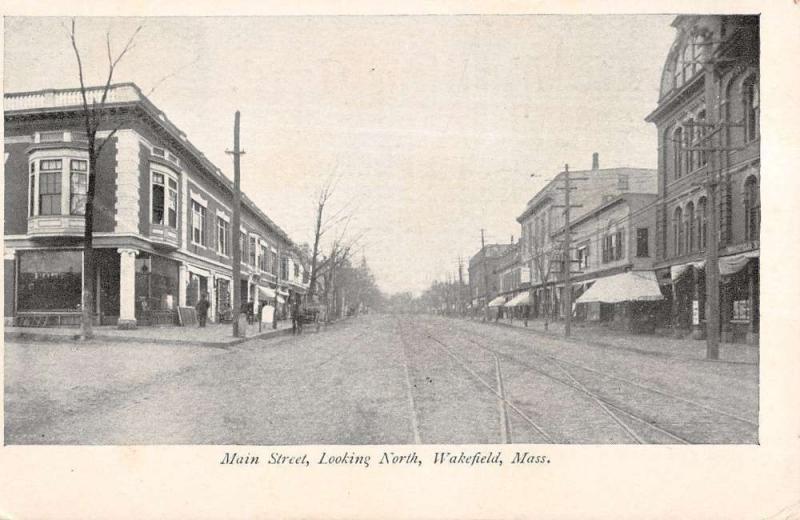 Wakefield Massachusetts Main Street Scene Store Fronts Antique Postcard K16171