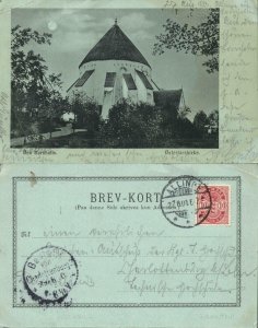 denmark, BORNHOLM, Østerjarskirke, Church (1901) Moonlight Postcard