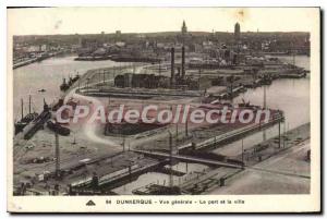 Old Postcard Dunkirk Vue Generale The Port And The City