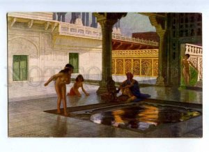 215311 India HAREM Nude Slaves & Panthers by DRUET Vintage PC 