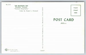 Brandon Vermont~The Brandon Inn~Vintage Postcard