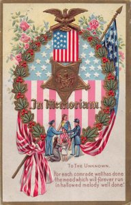 J73/ Patriotic Postcard c1910 Memorial Day Lady Liberty Civil War 419