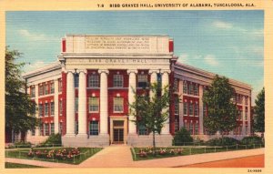 USA Bibb Graves Hall University Of Alabama Tuscaloosa Linen Postcard 05.41