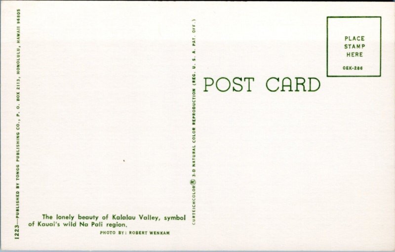 Postcard HI Kauai Kalalau Valley