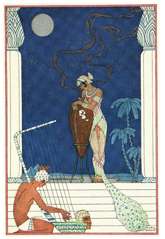 Postcard George Barbier Egypt The Romane Of Perfume Illustration British Library