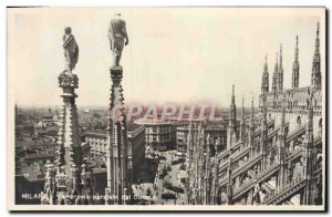 Old Postcard Milano dal Duomo Panarama Parale