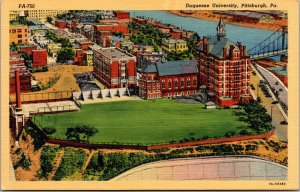 Vtg Duquesne University Campus Aerial View Pittsburgh Pennsylvania Postcard