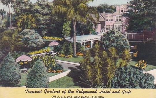 Florida Daytona Beach Tropical Gardens Of The Ridgewood Hotel And Grill 1954