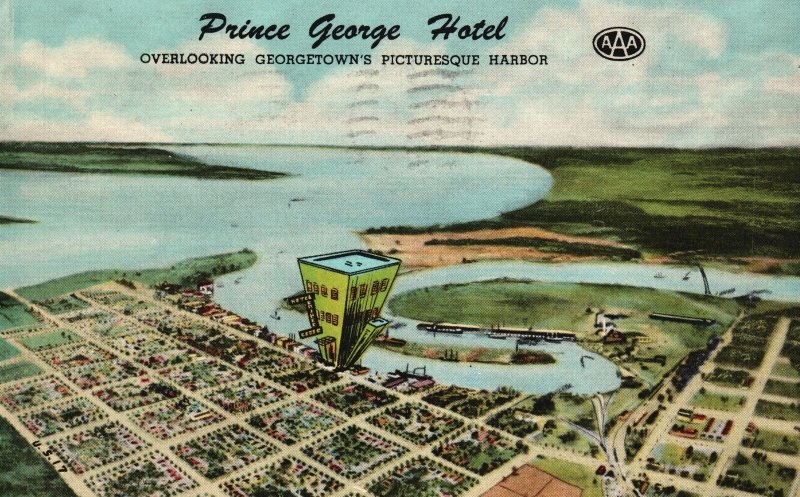 Vintage Postcard 1952 The Prince George Hotel Overlooking Georgetown Harbor S.C.