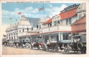 SAVIN ROCK CONNECTICUT WILCOX'S PIER RESTAURANT~GREAT OLD CAR POSTCARD 1920s