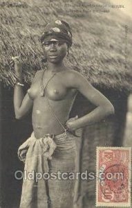 Jeune Fille Saussai African Nude 1907 postal used on front
