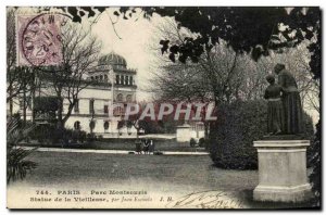 Old Postcard Paris Montsouris Park Statue of Aging Observatory