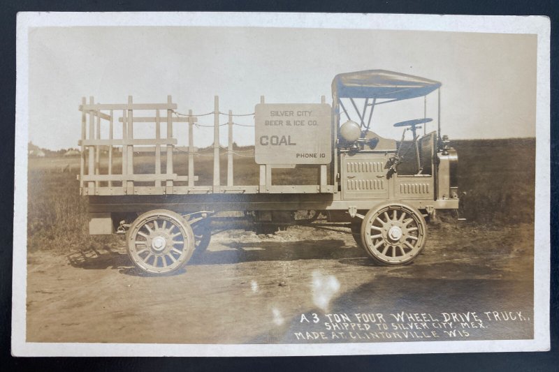 Mint USA Real Picture Postcard Advertising Silver City Beer & Ice 3 Ton Truck 