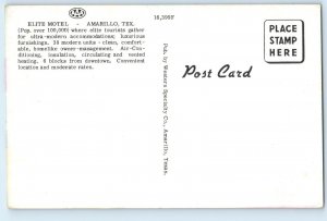 1960 Amarillo Texas Postcard Fillmore Elite Motel Multiview Building Room Street