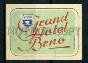 500623 Czech Grand Hotel Brno ADVERTISING Vintage match label