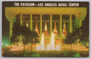 Los Angeles California~Music Center Pavilion @ Night~Fountain~Vintage Postcard