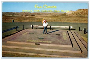 1960 Four Corners Common Meeting Point Arizona Utah Colorado New Mexico Postcard