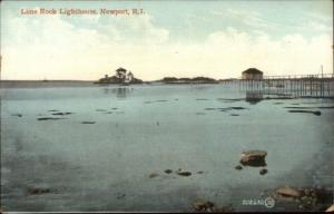 Newport RI Lime Rock Lighthouse From a Distance c1910 Postcard