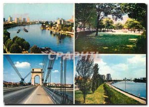 Postcard Modern Alfortville Seine Suspension Bridge A square Derges Seine