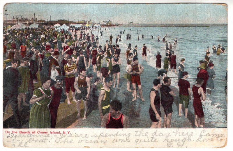 The Beach, Swimming Costumes, Coney Island, New York, Used 1911