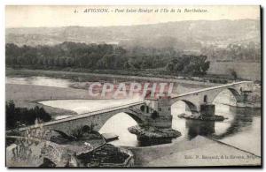 Old Postcard Avignon Pont St Benezet and & # 39ille Barthelasse