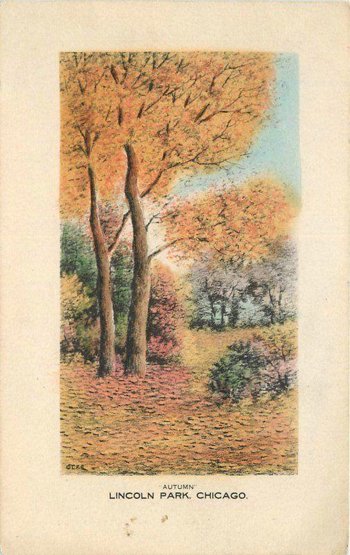 Autumn C-1910 Lincoln Park Chicago Illinois Lambin Frederickson postcard 10241