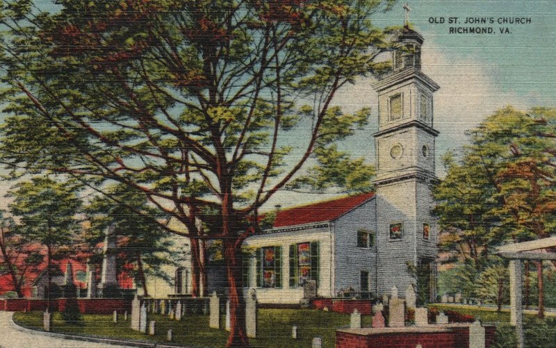 Vintage Postcard 1930's Old St. Johns Church Richmond Va. Virginia
