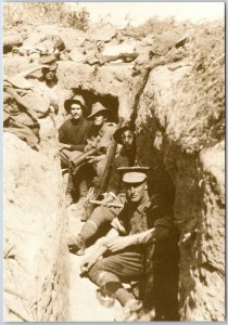 VINTAGE CONTINENTAL SIZED POSTCARD MEN OF THE 8th AUSTRALIAN INFANTRY BATTALION