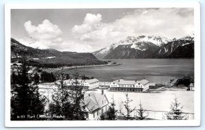 RPPC PORT CHILKOOT, AK Alaska~ Birdseye View of TOWN & MOUNTAINS c1940s Postcard
