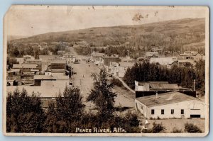 Alberta Canada Postcard RPPC Photo Peace River Bird's Eye View c1910's Antique