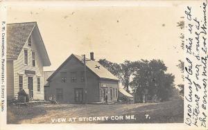 Stickney Corner ME Dirt Street General Store F. W. Cunningham RPPC Postcard 