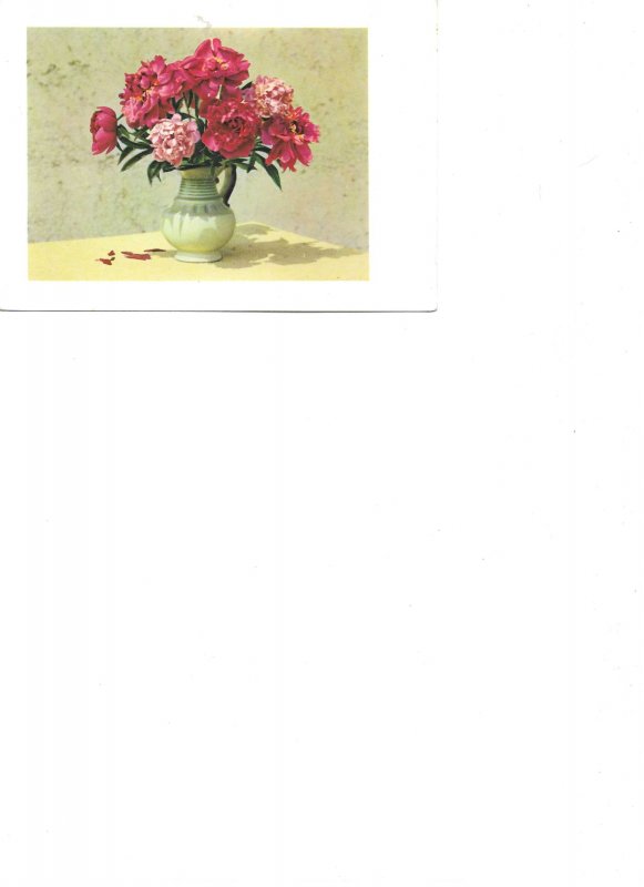 Beautiful flowers in vases Lot of 5 modern German artist drawn postcards