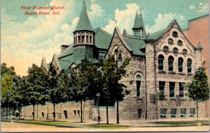 Postcard First Baptist Church in South Bend, Indiana