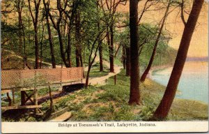 Vtg 1910 Bridge at Tecumseh's Trail Lafayette Indiana IN Postcard