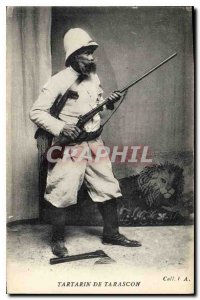 Old Postcard Tartarin Hunting Lion Hunter