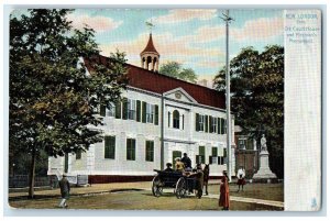 c1905 Old Court House Firemen's Monument New London Connecticut Vintage Postcard