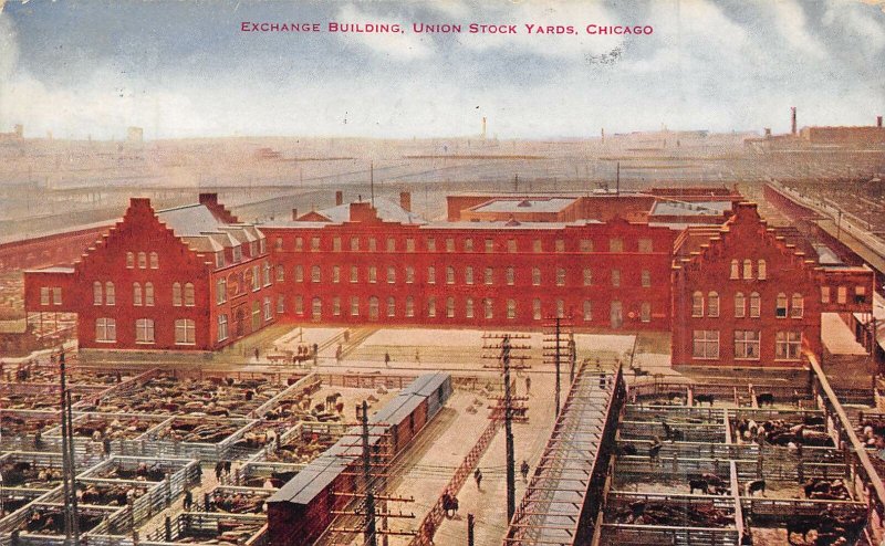 Exchange Building Union Stock Yards Chicago Illinois 1912 postcard