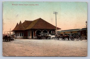 DS2/ Lansing Michigan Postcard c1910 M.C. Railroad Depot 39