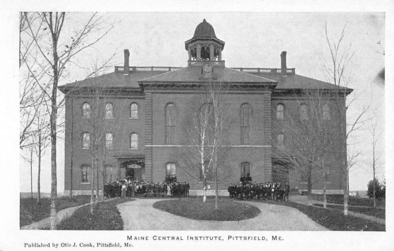 Pittsfield Maine Central Institute Street View Antique Postcard K84115