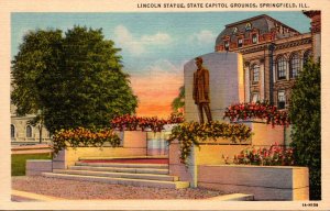 Illinois Springfiield State Capitol Grounds Lincoln Statue Curteich