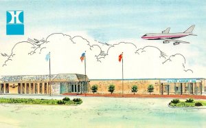 NASHVILLE, TN Tennessee HILTON AIRPORT INN Roadside  AIRPLANE  Artist's Postcard