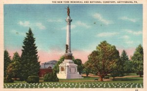 Vintage Postcard 1930's The New York Memorial & National Cemetery Gettysburg PA