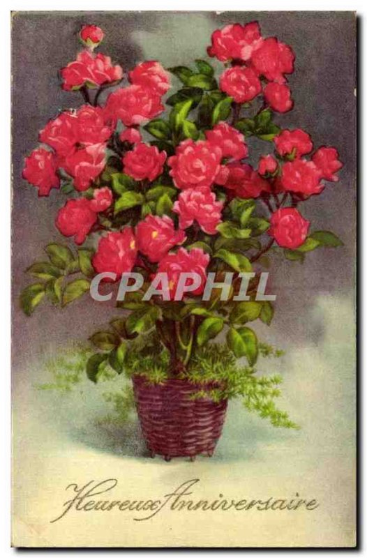 Fancy Old Postcard Happy Birthday Flowers