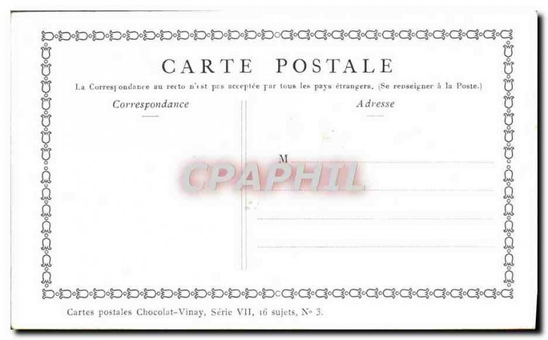Postcard Old Advertisement Fancy Chocolate Vinay Cache Cache game Lancret