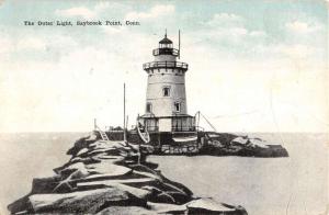 Saybrook Point Connecticut Outer Light House Antique Postcard K56517