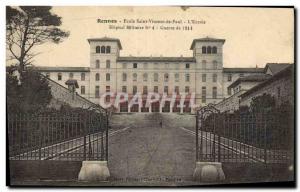 Postcard Old Army Rennes Ecole Saint Vincent & the # 39entree Military Hospital