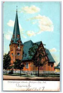 1907 Congregational Church Michigan City Indiana IN Unposted Antique Postcard