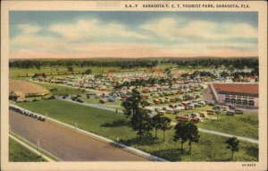 Sarasota Florida FL CT Tourist Park Linen Vintage Postcard